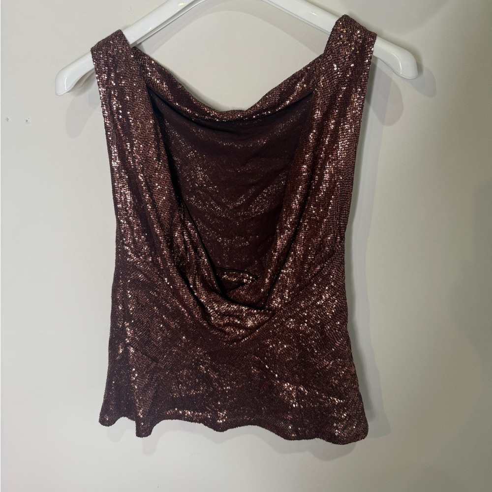 Elegant Brown Sequin Midi Dress
